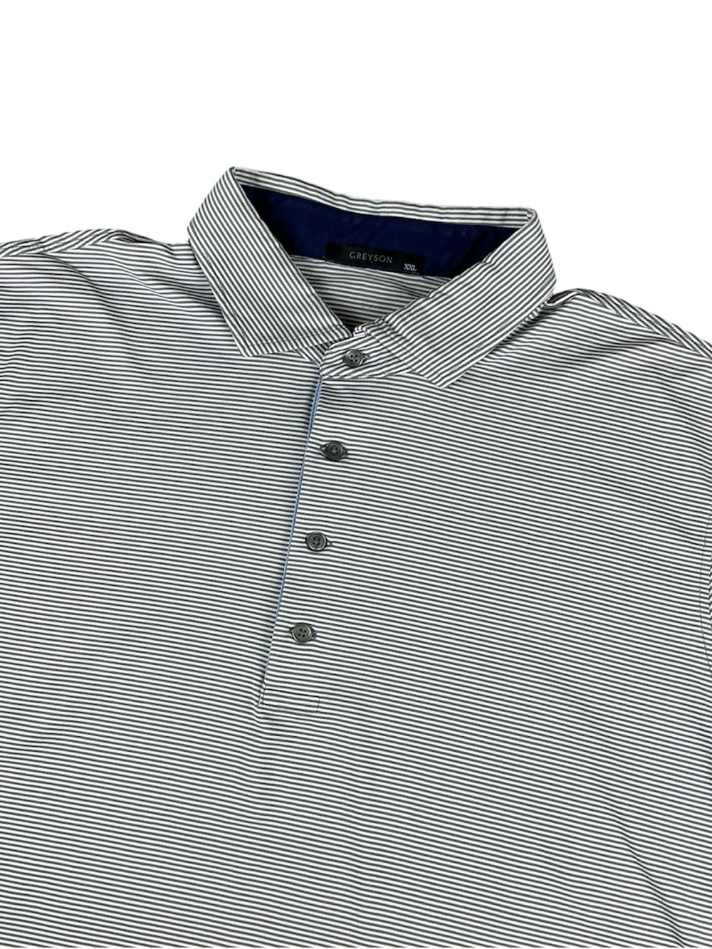 Greyson Mens XXL Navy Blue White Striped Performance Golf Polo Shirt